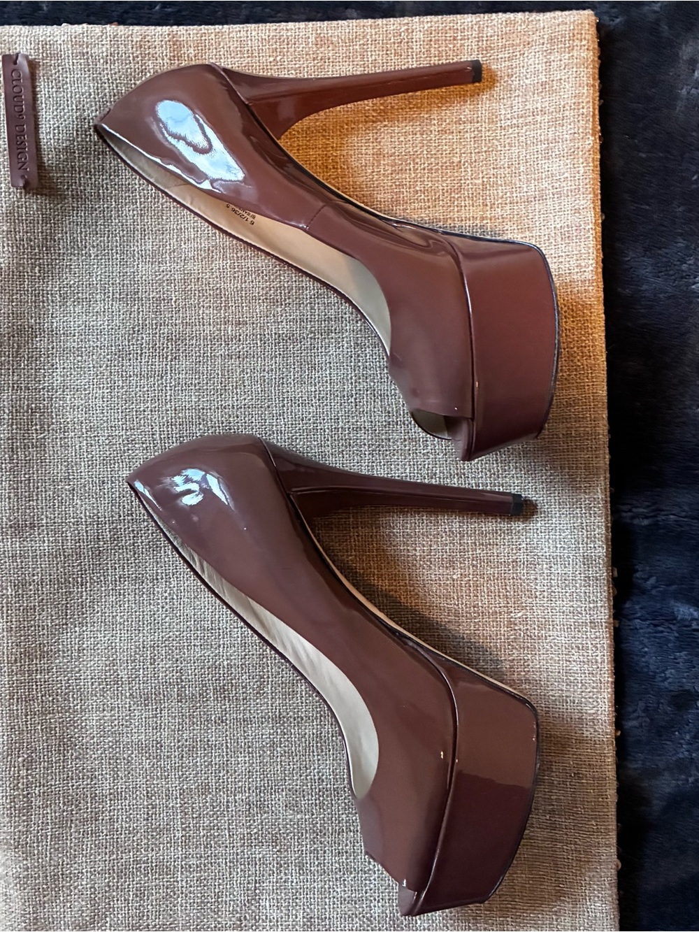 Brian Atwood Brown Patent Platform Stilettos